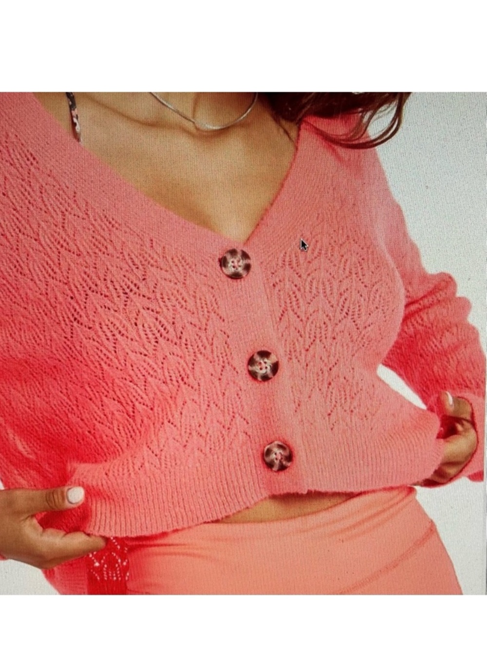 Volcom neon coral cardigan sweater